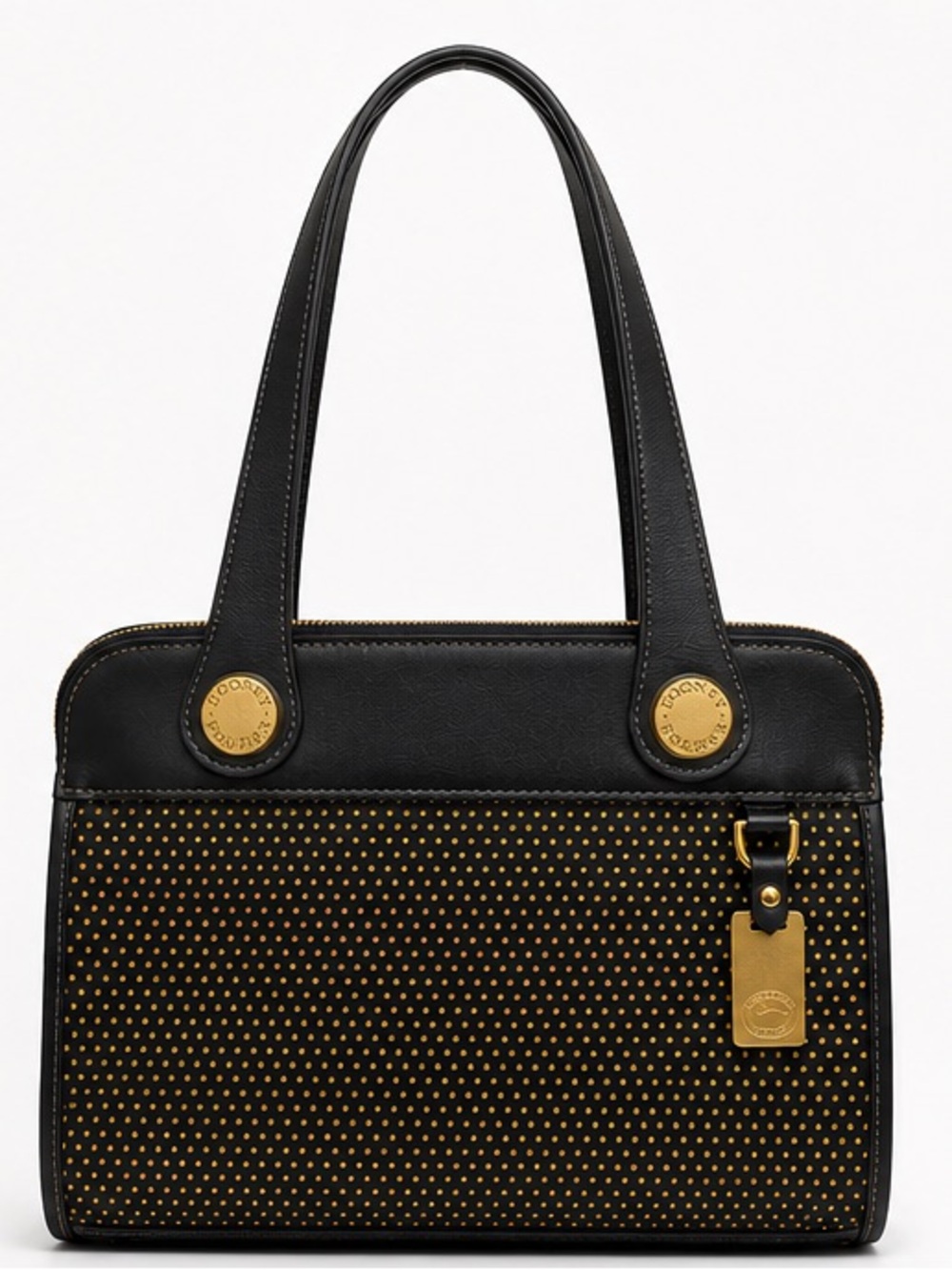 Dooney & Bourke Black & Gold Studded Leather Shoulder Bag - authentic - vintage